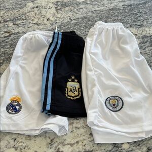 White and Black Soccer Shorts Set